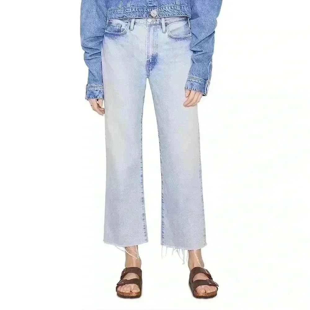 Frame Le Jane cropped jeans in a light wash.